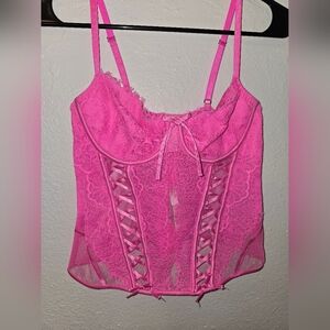 Victoria's Secret Pink Lace Camisole Corsette Size Large New With Tags